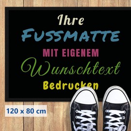 PR Print Royal Doormat with Desired Text - Various Sizes up to 120 cm - Doormat Print with Saying - Many Backgrounds - Non-Slip 120 x 80 cm with Rubber Edge