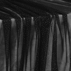 Horbaunal Black Glitter Tulle Fabric Rolls with Shiny Silver Sequin, 1 Yard Tulle Bolt Black 54 Inch Wide, Sheer Netting Fabric for Bridal Veil Tutu Skirt Wedding Arch