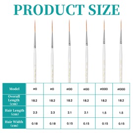ElevateTech Script Liner Paintbrush, 6 Pcs Highly Flexible Liner Brush Fine Point Paint Brushes Extra Long Detail Pinstriping Scroll Outlining Brush for Acrylic Oil Watercolor Gouache Painting