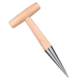 11 inch Stainless Steel Dibber, Light Weight Wooden Handle Garden Dibber, Gardening Hole Puncher, Soil Puncher Seedling Tools