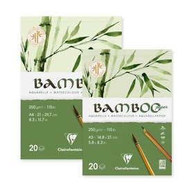Clairefontaine 975919C Bamboo Watercolour Block Glued on One Side 20 Sheets Bamboo Paper 250 g DIN A4 21 x 29.7 cm 1 Pad