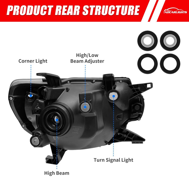 ADCARLIGHTS Compatible with 12 13 14 15 Toyota Tacoma Headlights
