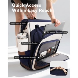 Arcoyard Rolling Backpack for Women, 16 Inch Travel Backpack with Wheels, Vertical Storage Wheeled Laptop Backpack, Backpack on Wheels for College Business Work, Stylish Rolling Laptop Bag, Navy Blue