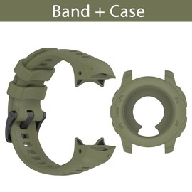 40MM Watch Band + Screen Protector Case Compatible with Garmin Instinct E 40MM, Silicone Replacement Watch Bands