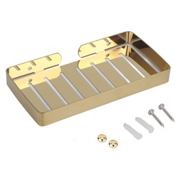 Wall Mount Stainless Steel Soap Holder Drain Rack Shelf for Bathroom Kitchen (Gold)