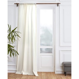 Solino Home 100% Pure Linen Curtain – 52 x 120 Inch Ivory Lightweight Rod Pocket Window Panel – Handcrafted from European Flax