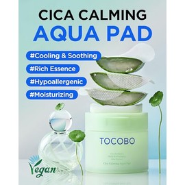 TOCOBO CICA Calming Aqua Toner Pad  Korean Vegan Dual-Sided Toner Pads with Fermented CICA, Aloe  Multi-Hyaluronic Acid  3-Second Soothing and...     