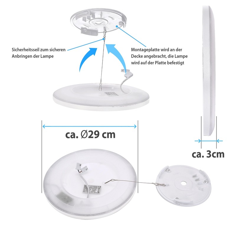 LUCKY LED Ceiling Light Round White 18 W Daylight Lamp