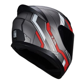 JQF Gear Full Face Helmet Black Motorcycle Motorbike Street Bike Racing Helmets for Adults WS-607 DOT Approved (Red Mecha, XXL)