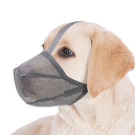 Miavers Dog Muzzle, Soft Mesh Covered Muzzles for Small, Medium, Large and X-Large Dogs, Muzzle with Adjustable Straps, Prevent Barking, Biting, and Accidental Ingestion (Grey, Small)