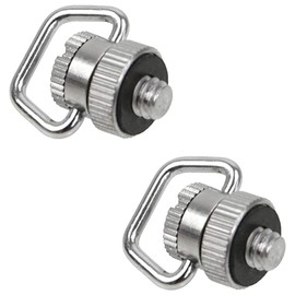 Foto&Tech Soporte de acero inoxidable para cámara de 1/4 pulgadas con anillo en D para cuello, correa de muñeca QR, correa de hombro, plateado, 2 piezas