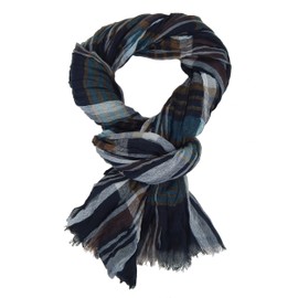 Ella Jonte Men's Scarf Blue Black Red or Grey Viscose Striped Men's Scarf Scarf, darkblue