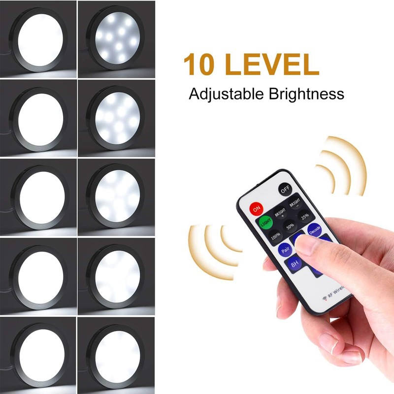 AIBOO Kitchen Under Cabinet Lighting LED 12Vdc 8 Pack Black
