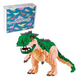 Larcele 1060 Pieces Micro Building Blocks Toy Kit, Mini Dinosaur Bricks Building Blocks Set KLJM-06 Reusable (Carnotaurus)