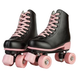 Magnitt Roller Skates for Women,Classic Shiny Double-Row Four Wheels Derby Skates High Top Outdoor Indoor Skates for Adults Youth (23.5cm/9.25in-Women's 6.5 / Men's 5)