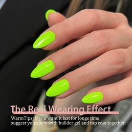SXVME Gel Nail Tips Short Almond Press on Nails Soft Gel Nails Tips 300Pcs Pre Colored Natrual Neon Green Tips Press ons Soak Off Acrylic Fake Nails Extensions DIY