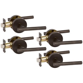 Designers Impressions Kain Design Oil Rubbed Bronze Passage Euro Door Lever Hardware (Hall and Closet), 4 Pack