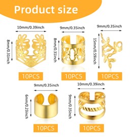 Pack of 50 Hair Accessories, Gold Hair Accessories for Braids, Adjustable Golden Hair Accessories for Braids, Loc Jewellery for Hair, Loc Jewellery for Hair Dreadlock, Dreadlocks Jewellery, for Men,