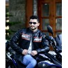 TJVZ Mens Black Leather Jacket 100% Genuine Cowhide Leather Biker