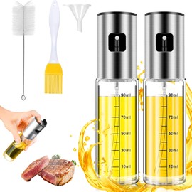 Rhimooay 2 Stück Ölsprüher, öl sprühflasche zum kochen ölsprüher für heißluftfritteuse, sprühflasche öl mit 100 ml Fassungsvermögen (Glas)