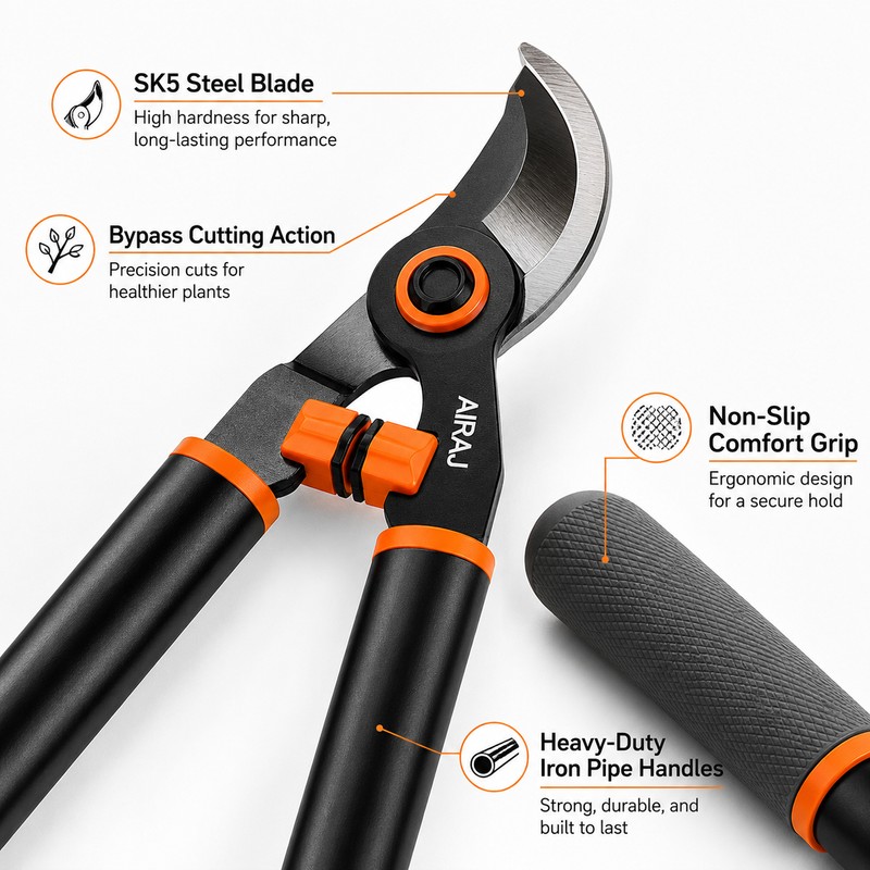 21" Bypass Loppers for Tree Trimming – Heavy-Duty Branch Cutter