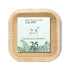 Indochine Art Palm Leaf Mini Dipping Bowl 2.5 Inch | Pack 50 | Premium Disposable Dipping Bowls | Eco Friendly, Compostable & Biodegradable | Best For Birthday Party, Wedding