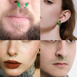 DOEARKO 2Pcs Glass Septum Pincher Tapers C Shape Buffalo Ear Taper Stretching Expander Rings for Nose Ear Gauges Size 14G-2G, 1.6mm(14G), Glass, no gemstone