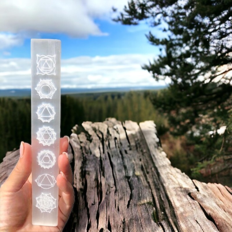 Steinfixx® Real Selenite Charging Plate | Ruler with Beautiful Engraved
