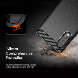 SCL Case for LG Velvet,[Red] Carbon Fiber Effect Gel Grip Protection Cover [Anti Scratch][Anti Collision]