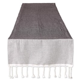DII Bordered Dobby Woven Table Runner, 15 x 72, Black, 1 Piece