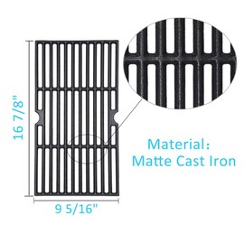 BBQration 3-Pack 16 7/8" CIF876C Matte Cast Iron Cooking Grid Replacement Parts for Charbroil 463436213, 463436214, 463441312, 463420508, 463441512, 463440109, Master Chef, Backyard and More