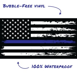 Stickios Thin Blue Line Decal, Made in USA - Distressed American Police Flag Vinyl Bumper Sticker for Cars, Trucks & Vehicle Windows - Back The Blue (6 x 3.2 in)