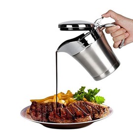 Premium Stainless Steel Thermal Gravy Boat, Sauce Jug with Hinged Lid and Gift Box (450 ml) - Double Walled - Dinner, Restaurants, Parties, Christmas