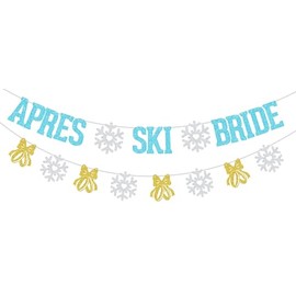 Apres Ski Bride Bachelorette banner, Apres Ski Bachelorette Party Decorations, Snow in Love Party Banner, Winter Bachelorette Theme Party Supplies Lake blue Glitter
