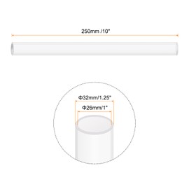 Rebower 10" Clear Plastic Rigid Pipe 26mm x 32mm(1" x 1.25") Acrylic Tube Round Polycarbonate Tubing, [for Plumbing, Hydraulics, Aquarium, DIY] - 2Pcs