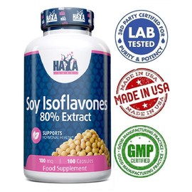 SOYA Isoflavones 80% Extract x 100 Capsules Non-GMO Supports Hormonal Health, Potent One-a-Day Formula Supplement