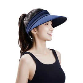 Baseball Cap Women's Baseball Cap Summer UV Protection Sun Hat Adjustable Baseball Cap Removable Visor Hat Wide Brim Peaked Cap Outdoor Beach Hat Women Baseball Cap for Golf Running Travel, navy