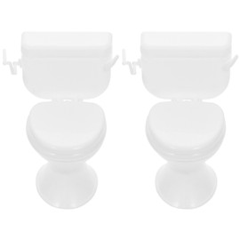 SAFIGLE 2Pcs Miniature Toilet Mini Toilet Doll House Bathroom Furniture Model Baby Toilet Tiny House Accessories