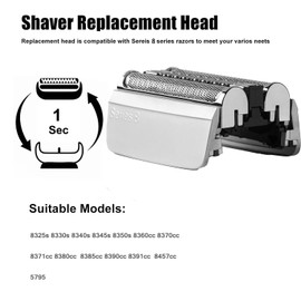 83M Replacement Shaver Head Compatible with Braun Series 8 Electric Shaver Wet and Dry,83M Replacement Foil & Cutter for Braun S8 Replacement Head Electric Razor Blades 8467 8370cc 8340s
