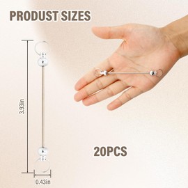 Goufaju 20pcs Beadable Keychain Bars, Blank Detachable Metal Keychain Accessories for DIY Craft, Beaded Key Chain Kit with Silver Finish