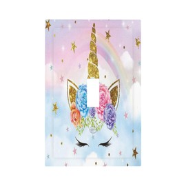 PPZCXWP Colorful Cartoon Unicorn Rainbow Star Cloud Light Switch Covers 1 Toggle Single Toggle Wall Plate Decorative Switchcover Electrical Switchplate for Farmhouse Bedroom Decor