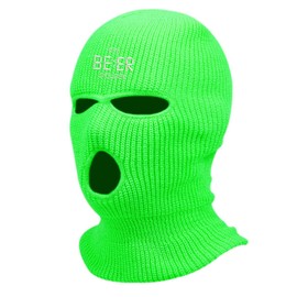 It's Beer O'clock Ski Mask Embroidered Three Hole Mask Drunk Party Balaclava (Green)