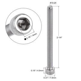 TOP-VIGOR 25Pcs 10-24 x 2-1/4" Hex Socket Head Cap Screws, Allen Socket Drive DIN912, 304 Stainless Steel Replacement Machine Fastener Screws for Bicycle Motorcycle Machine Repairment