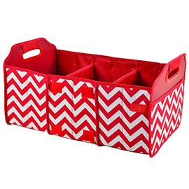 Picnic at Ascot 3 Section Folding Trunk Organizer- Designed & Quality Approved in the USA, Red Chevron