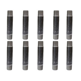 CMI Inc 1/2" x 4" Industrial Black Pipe, Malleable Cast Iron Pipe Nipple, for Vintage DIY Furniture Home Pipe Decor, Fits Half Inch Black Threaded Pipe Nipples and Fittings, 10 Pack (10, 1/2" x 4")