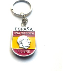 Llavero Doble Cara Bandera Española Águila San Juan Francisco Franco Unisex con Bandera de España en Hilo de Tejer Metálico L, metálico, L