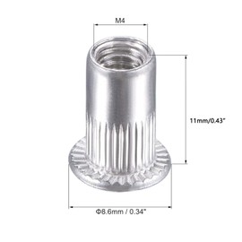 TA-VIGOR 50Pcs M4 Rivet Nuts, Aluminium Alloy Knurled Flat Head Threaded Insert Nut Silver for Automotive Furniture