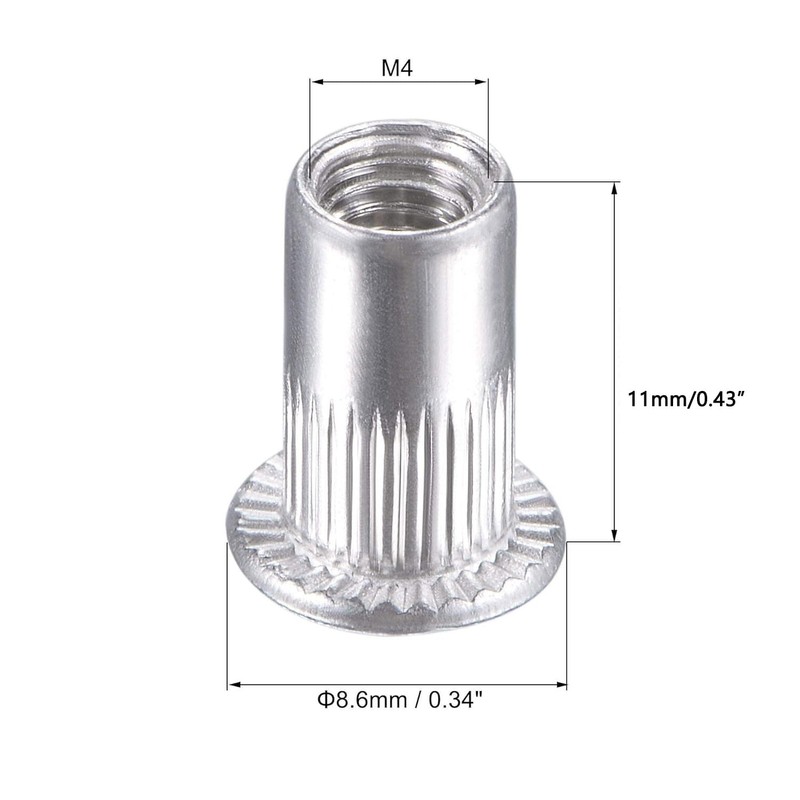TA-VIGOR 50Pcs M4 Rivet Nuts, Aluminium Alloy Knurled Flat Head