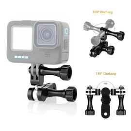 HSU Ball Joint Mount for GoPro, 360° Extension Arm and Aluminum Alloy Wrench for Hero 12/11/10/9/8/7/6/5/4/3 Action Cameras