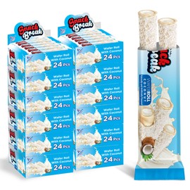 Snack Break Coconut Rolled Wafers, Individually Wrapped, Wafer Rolls with Creamy Coconut Filling, Snacks for Kids & Adults, 24 Individual Packs, Pack of 12